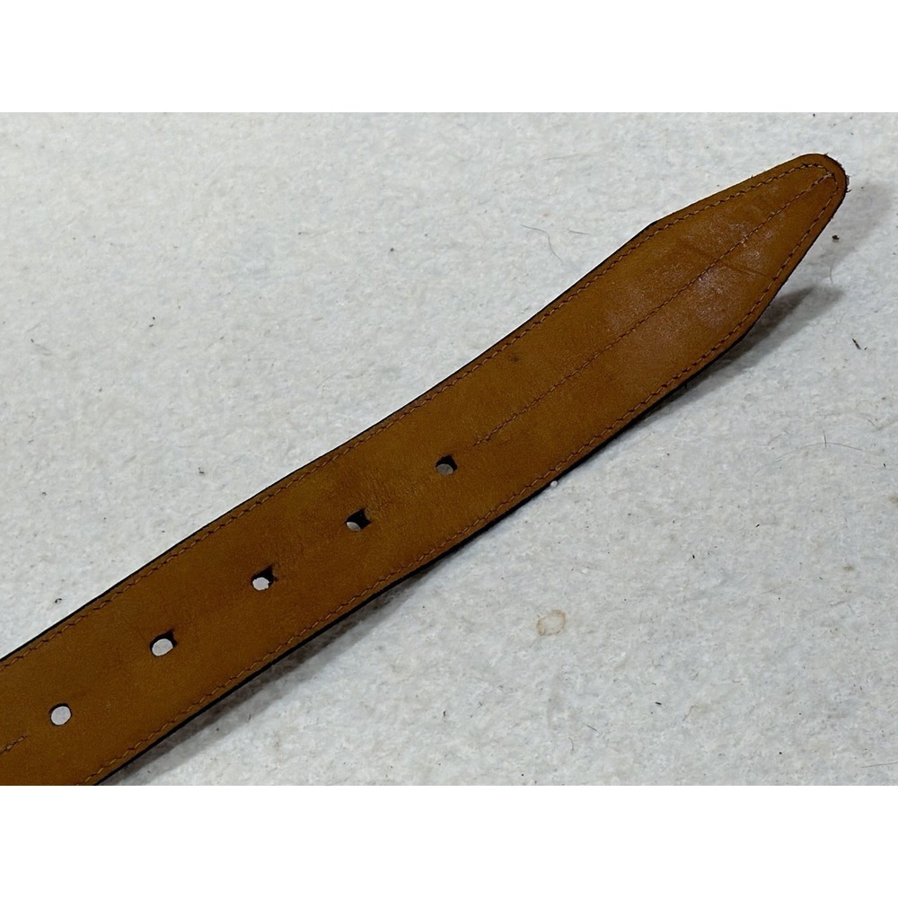 Lejon Calfskin Leather Belt Mens 46 Brown Lizard Grain Western Ranchwear USA - Picture 4 of 16